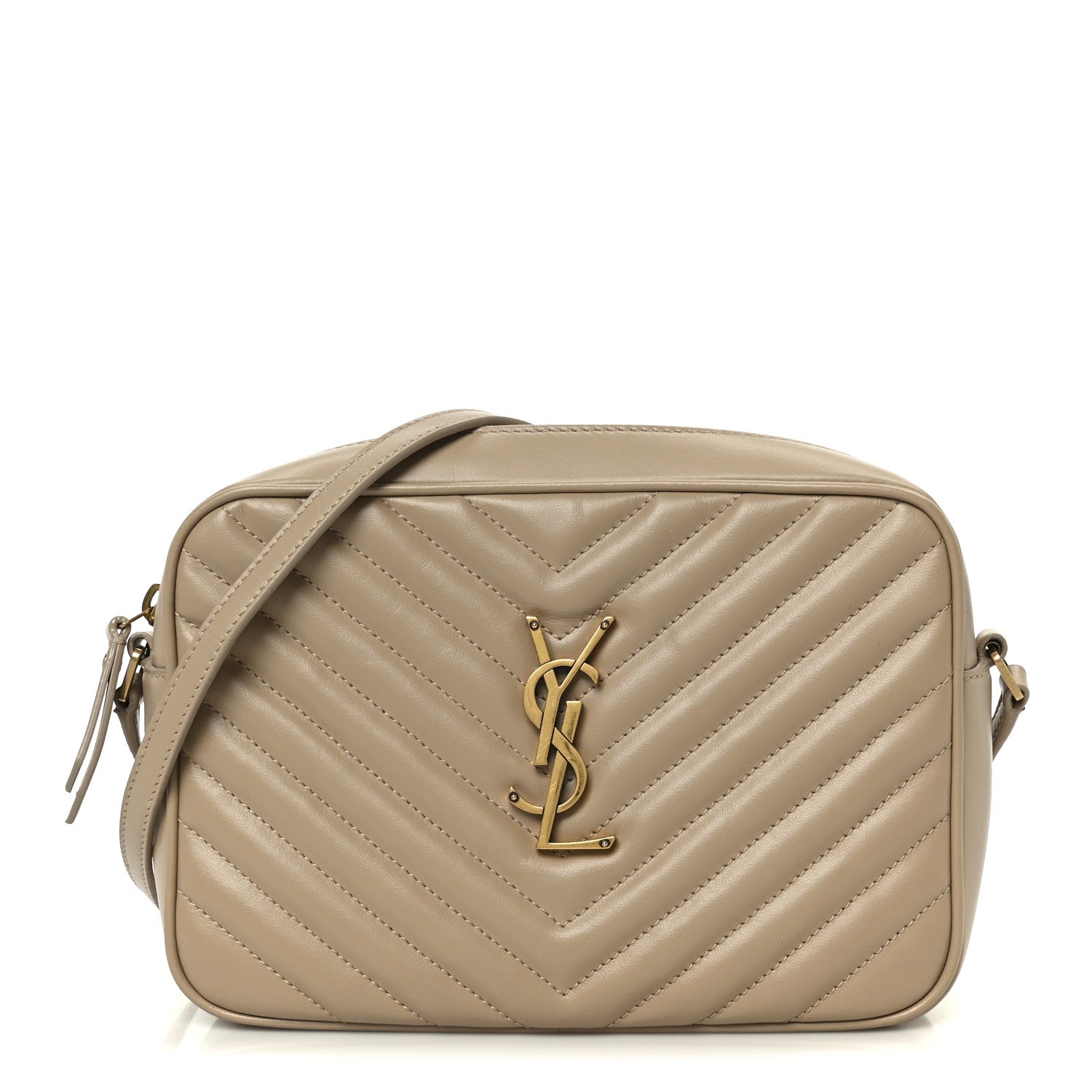 Saint Laurent Calfskin Matelasse Monogram Lou Camera Bag Dark Beige 1 of 10