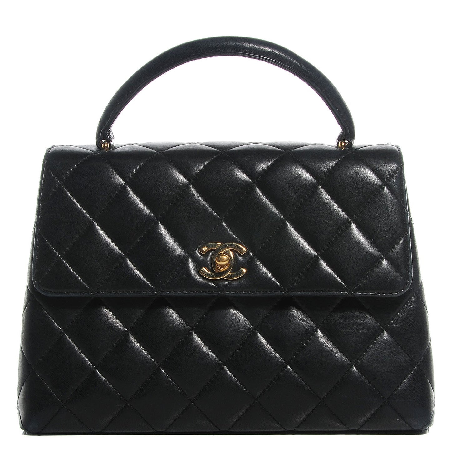 Lambskin Medium Kelly Flap Bag Black
