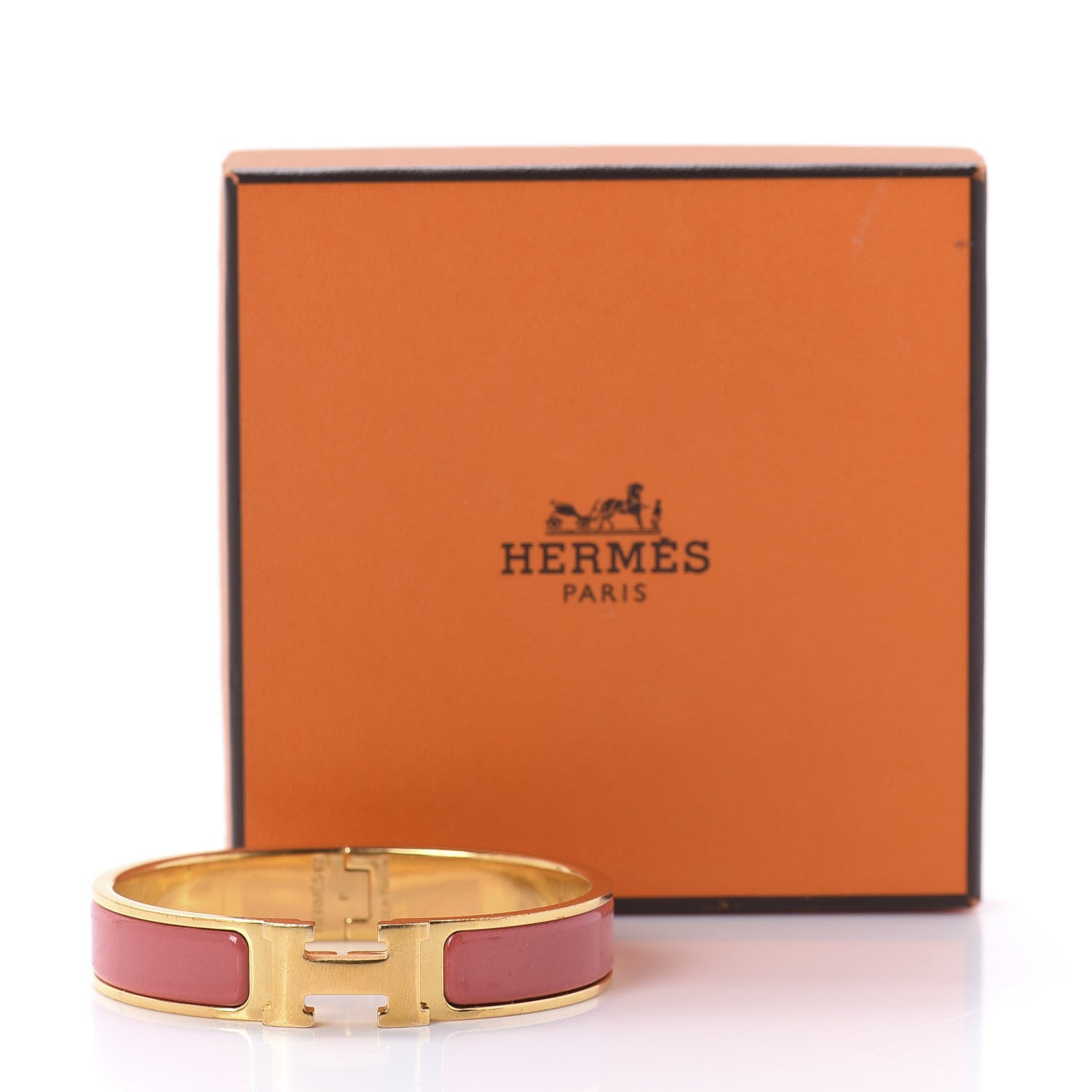 Hermes Enamel Narrow Clic Clac H Bracelet PM Rouge Corail 5 of 5