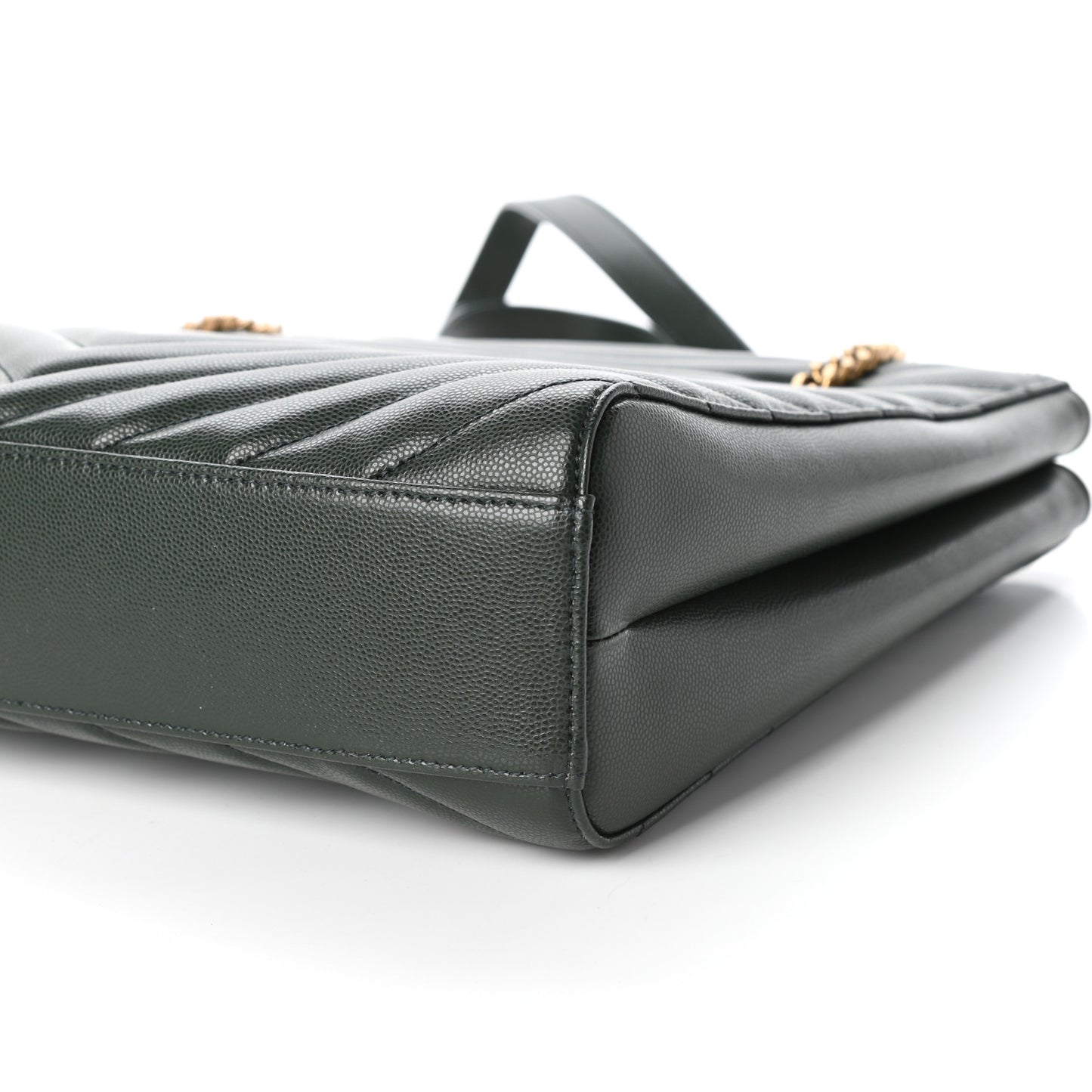 Grain de Poudre Matelasse Chevron Medium Tribeca Shopping Bag Vert Fonce