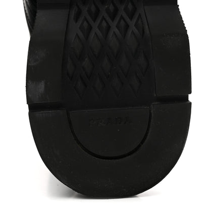 Prada Spazzolato Rois Re-Nylon Metal Triangle Logo Mens 40mm Combat Boots 10 Black 7 of 9