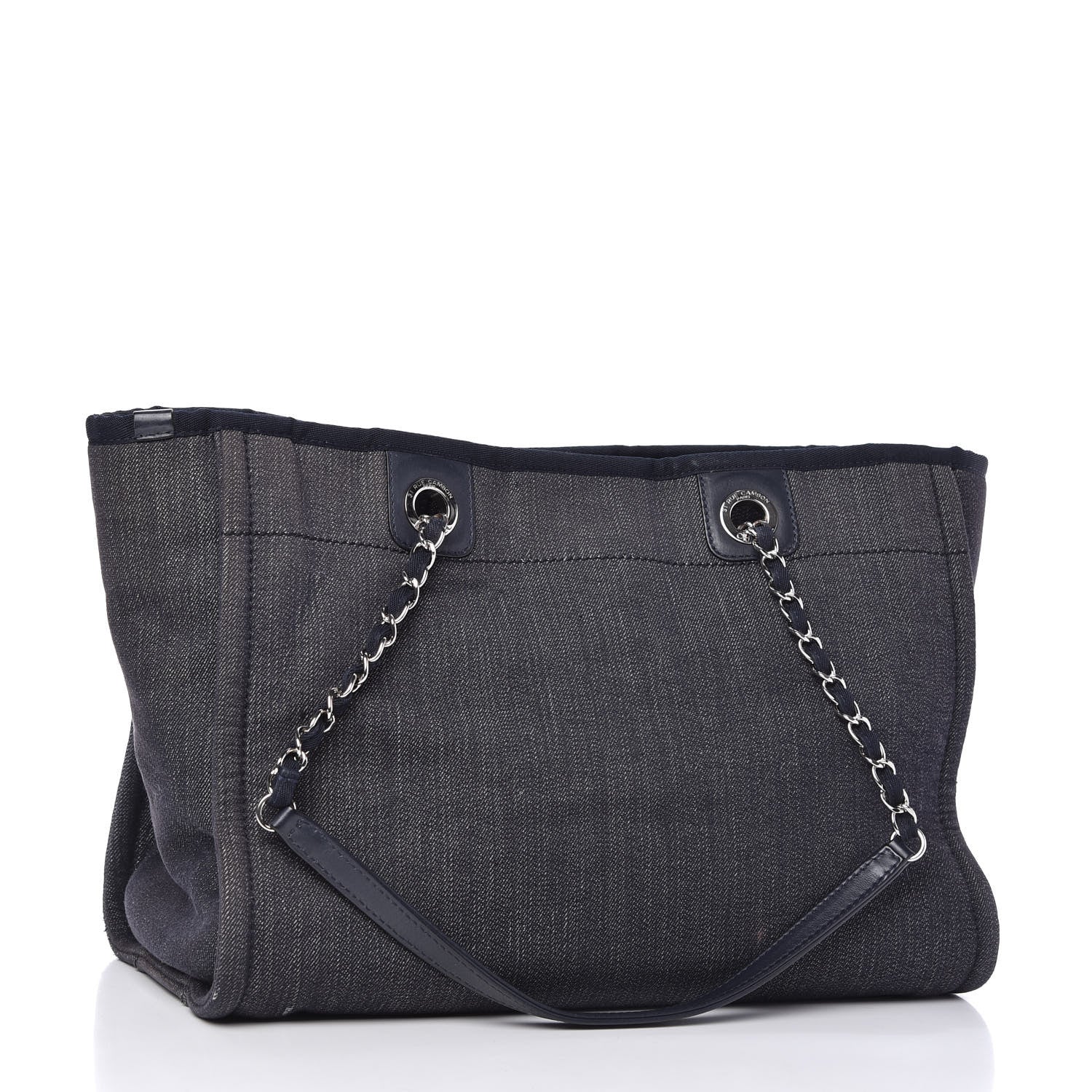 Chanel Denim Small Deauville Tote Dark Blue 3 of 10