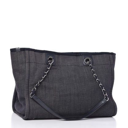 Chanel Denim Small Deauville Tote Dark Blue 3 of 10