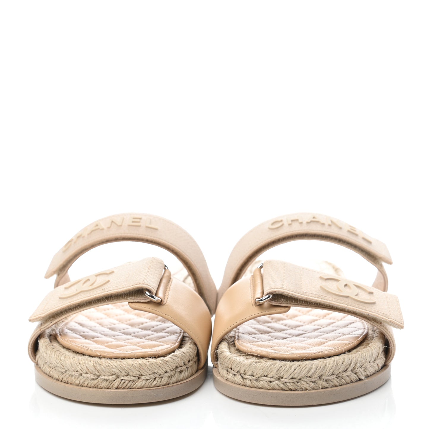 Grosgrain Lambskin Elastic Flat Mules 39 Beige