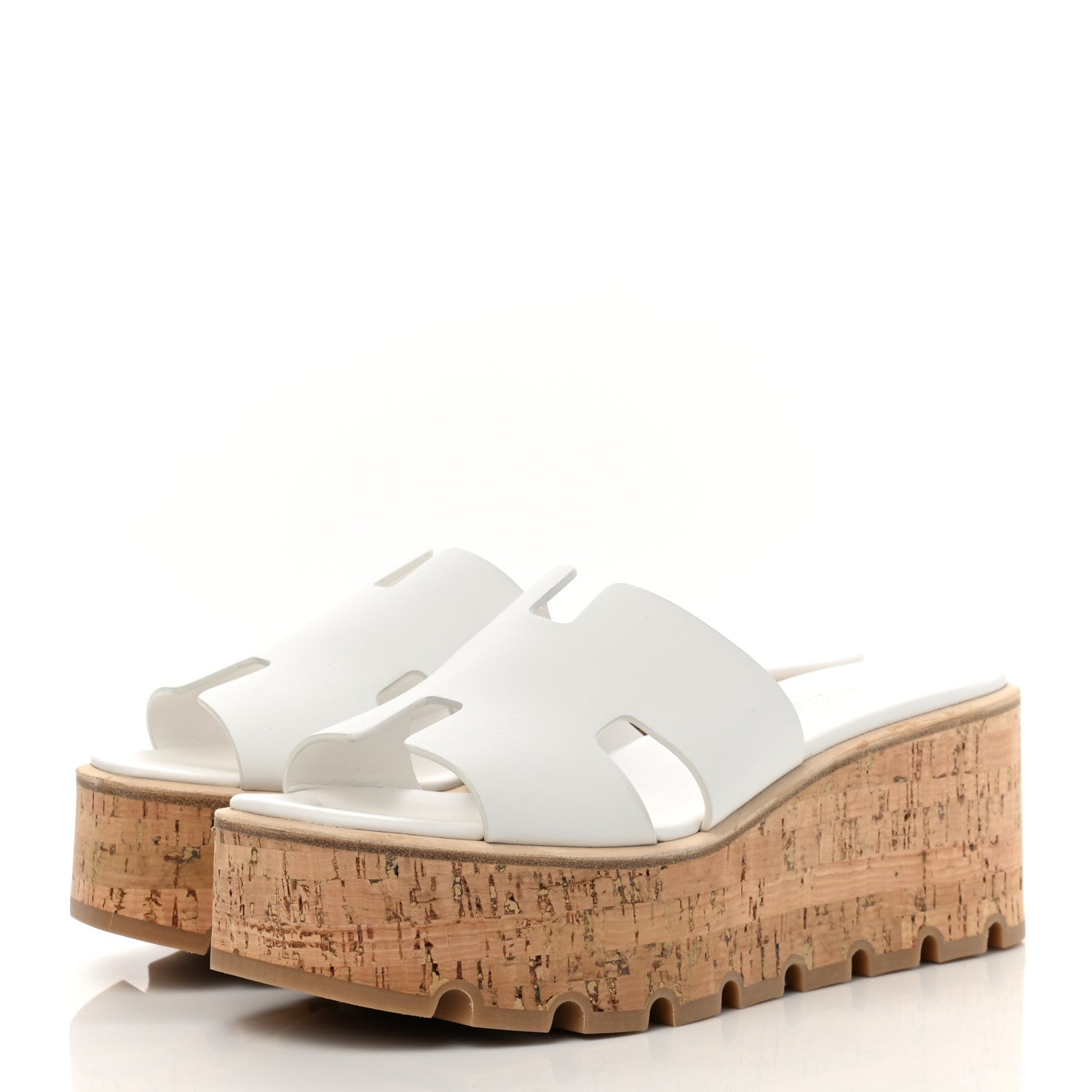 Hermes Calfskin Cork Eze 30 Sandals 37 White 3 of 9