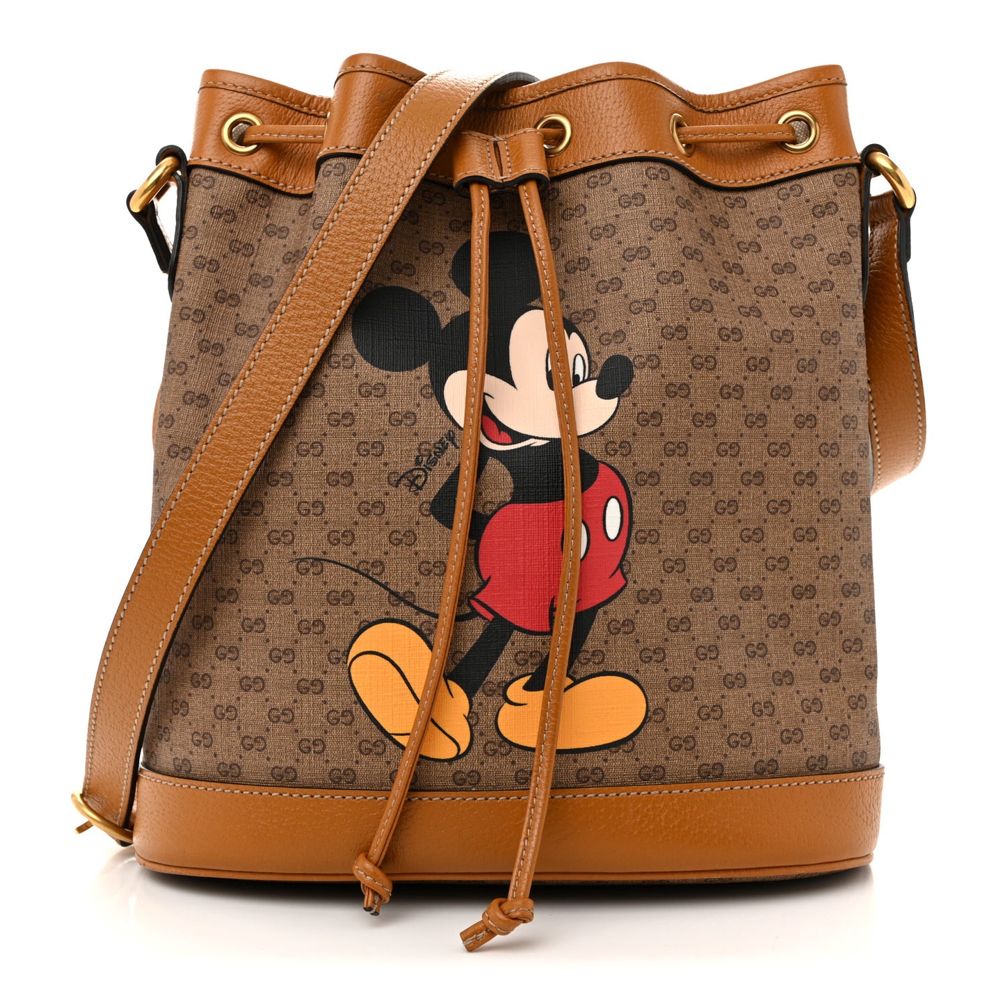 X DISNEY Mini Vintage GG Supreme Monogram Bucket Bag Beige Vintage Sun Oil
