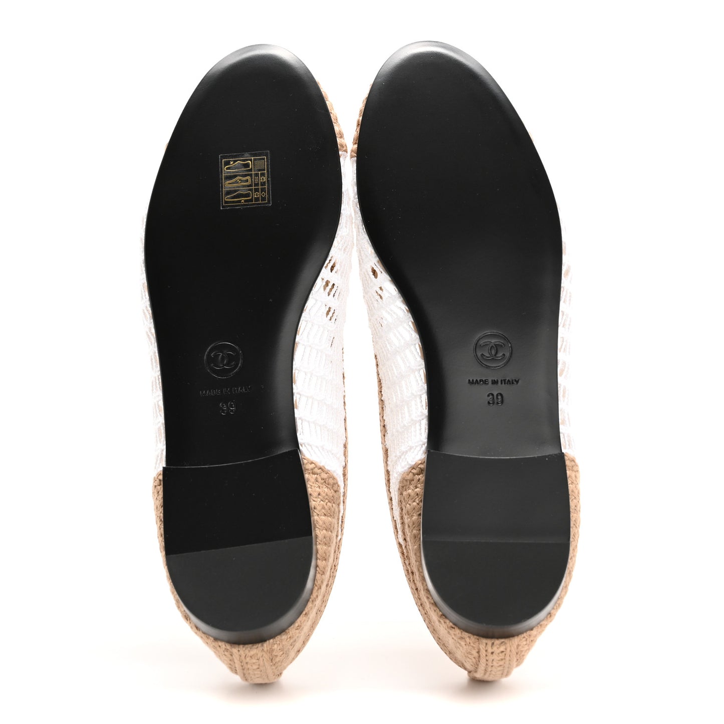 Raffia Cap Toe Ballerina Flats 39 White Beige