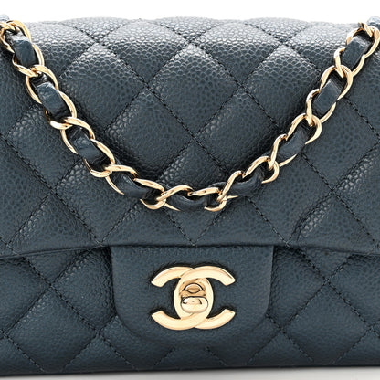 Chanel Iridescent Caviar Quilted Mini Rectangular Flap Dark Blue 8 of 10