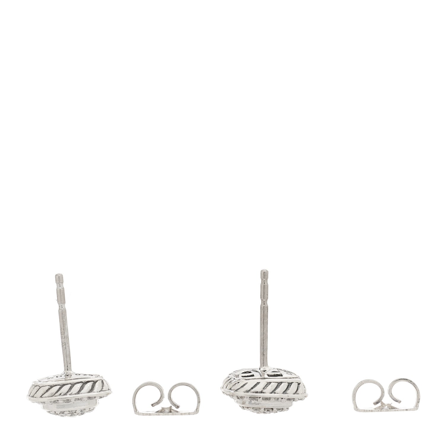 David Yurman Sterling Silver Diamond 5mm Pave Albion Earrings 3 of 4
