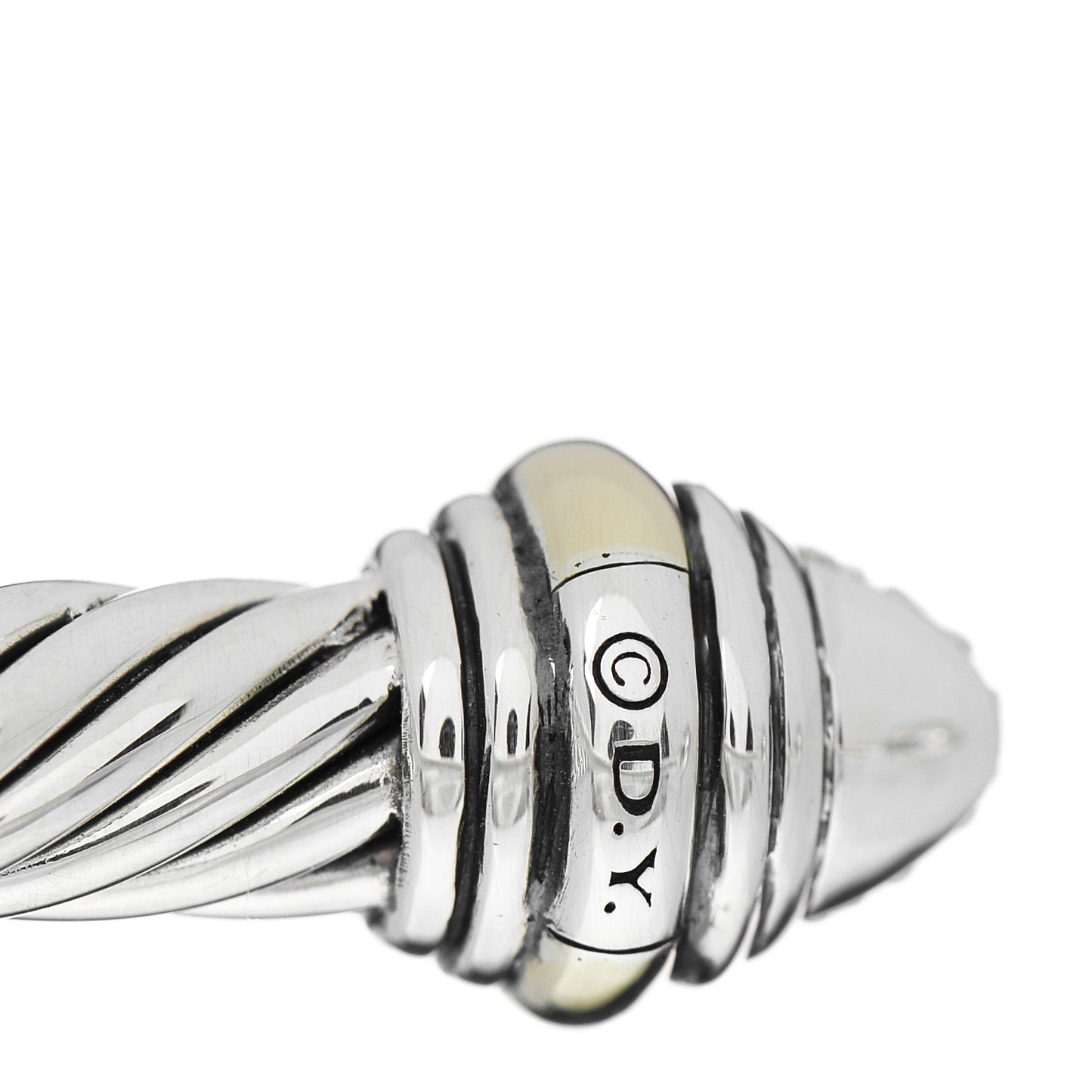 Sterling Silver 14K Yellow Gold Diamond 5mm Cable Classics Bracelet