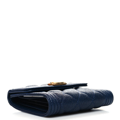 Chanel Caviar Quilted Small Boy Flap Wallet Blue 4 of 9
