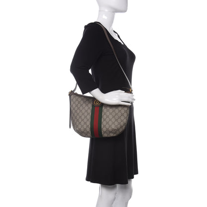 Gucci GG Supreme Monogram Web Small Ophidia Half Moon Hobo Brown 2 of 10