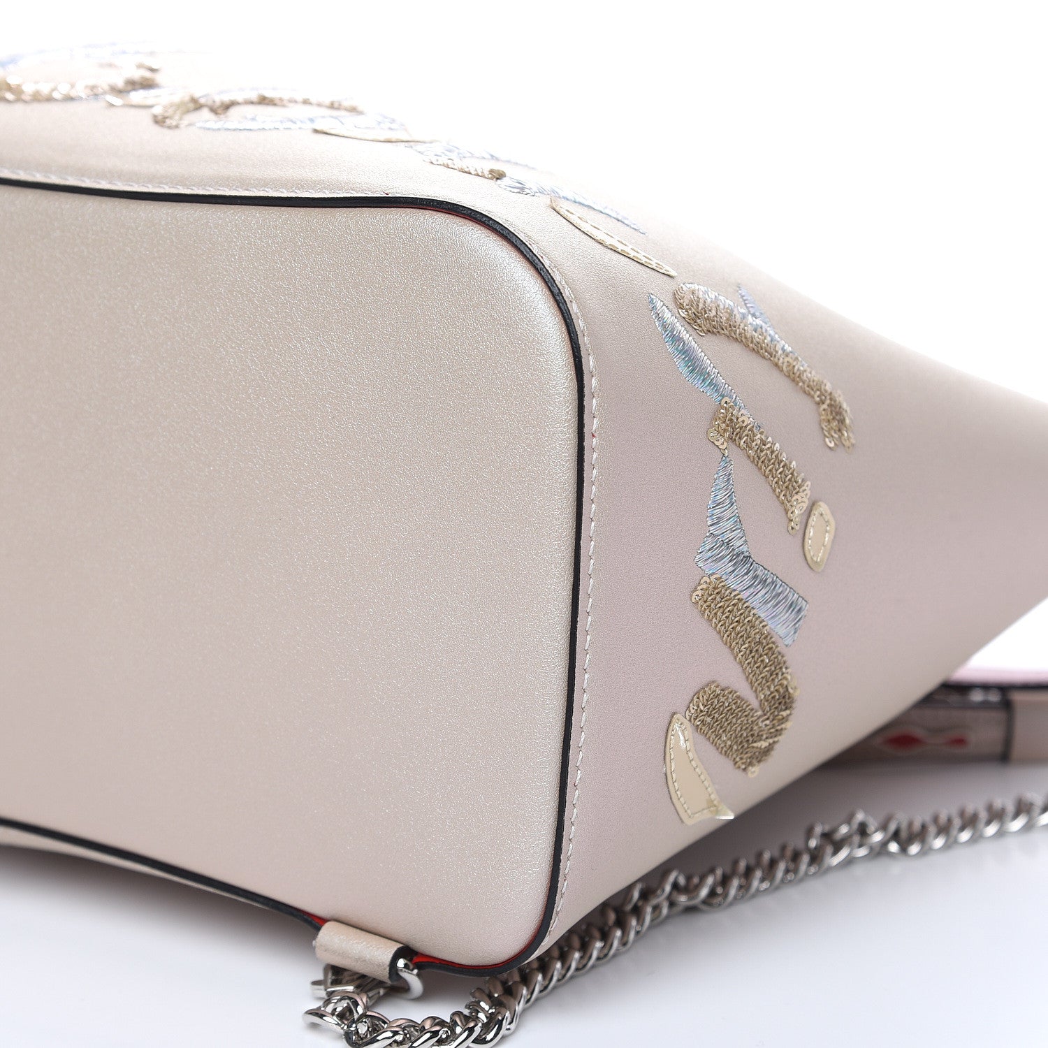 Christian Louboutin Calfskin Paris Marie Jane Logo Backpack Nude Platine 8 of 12