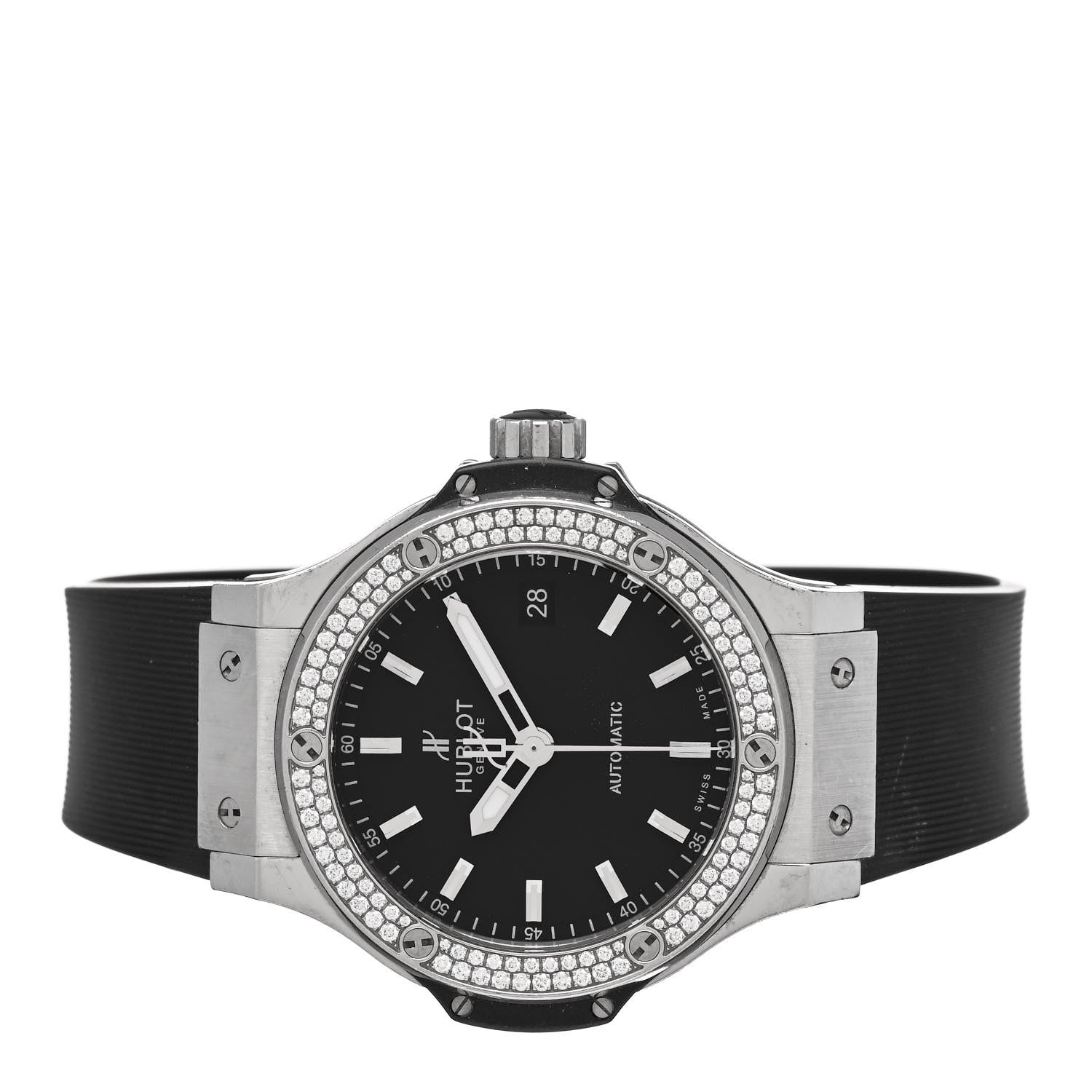 Hublot Stainless Steel Rubber Diamond Pave Bezel 38mm Big Bang Automatic Watch Black 365.SX.1170.LR.1104 2 of 5