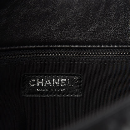 Chanel Crumpled Calfskin Quilted Large Chain All Over Flap Bag Black 8 of 12