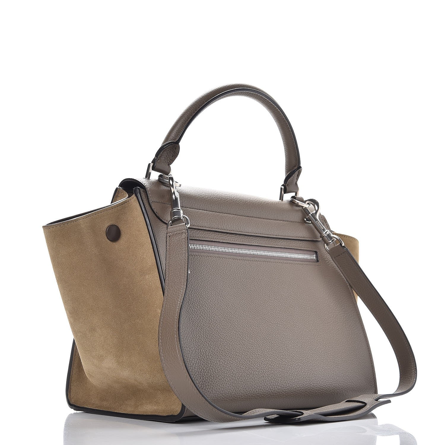 Celine Drummed Calfskin Suede Small Trapeze Souris 3 of 6