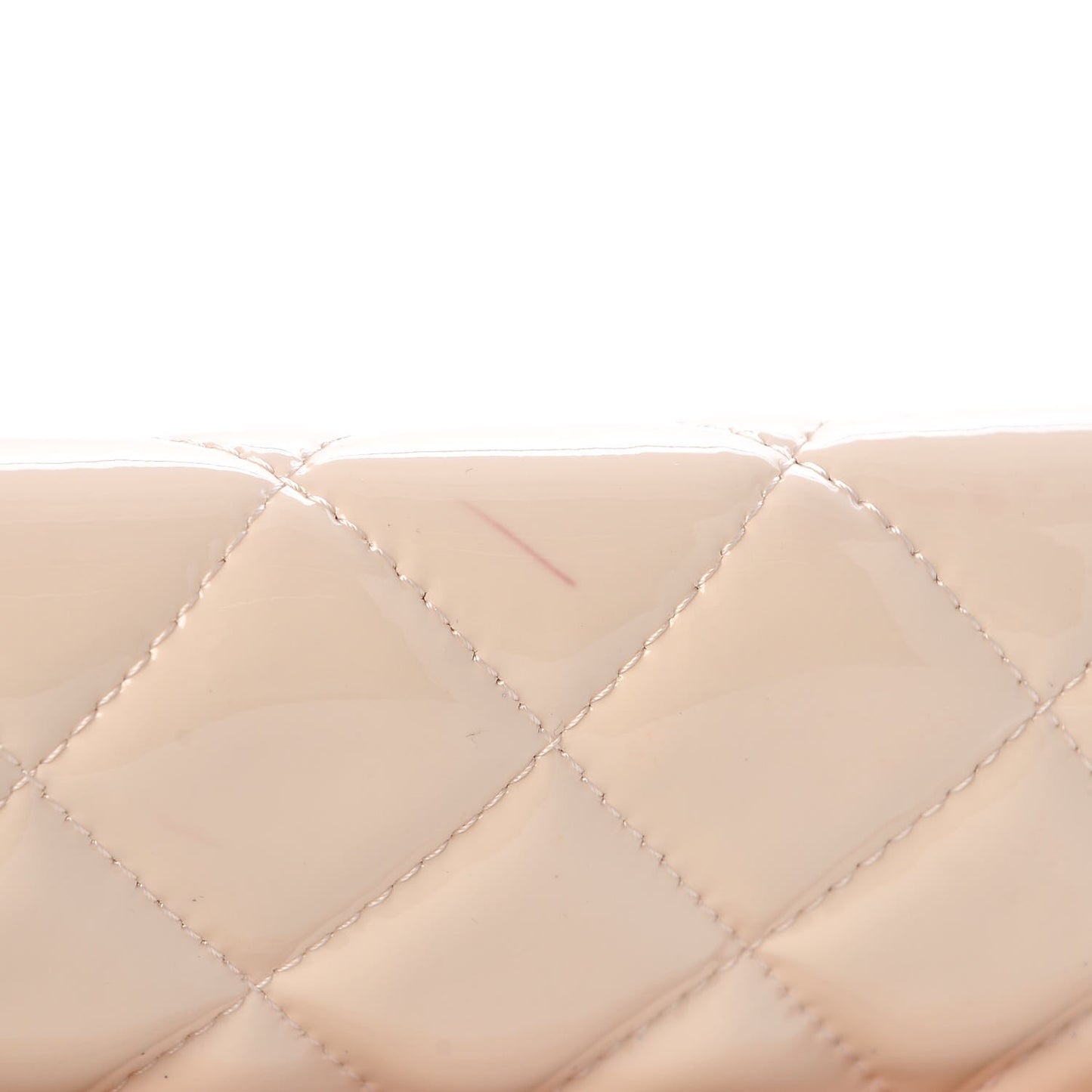 Patent Quilted Clutch with Chain Flap Beige