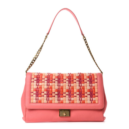 Jimmy Choo Calfskin Woven Clutch Pink 1 of 9