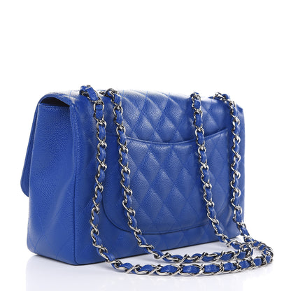 Chanel Caviar Quilted Jumbo Single Flap Blue 3 of 10