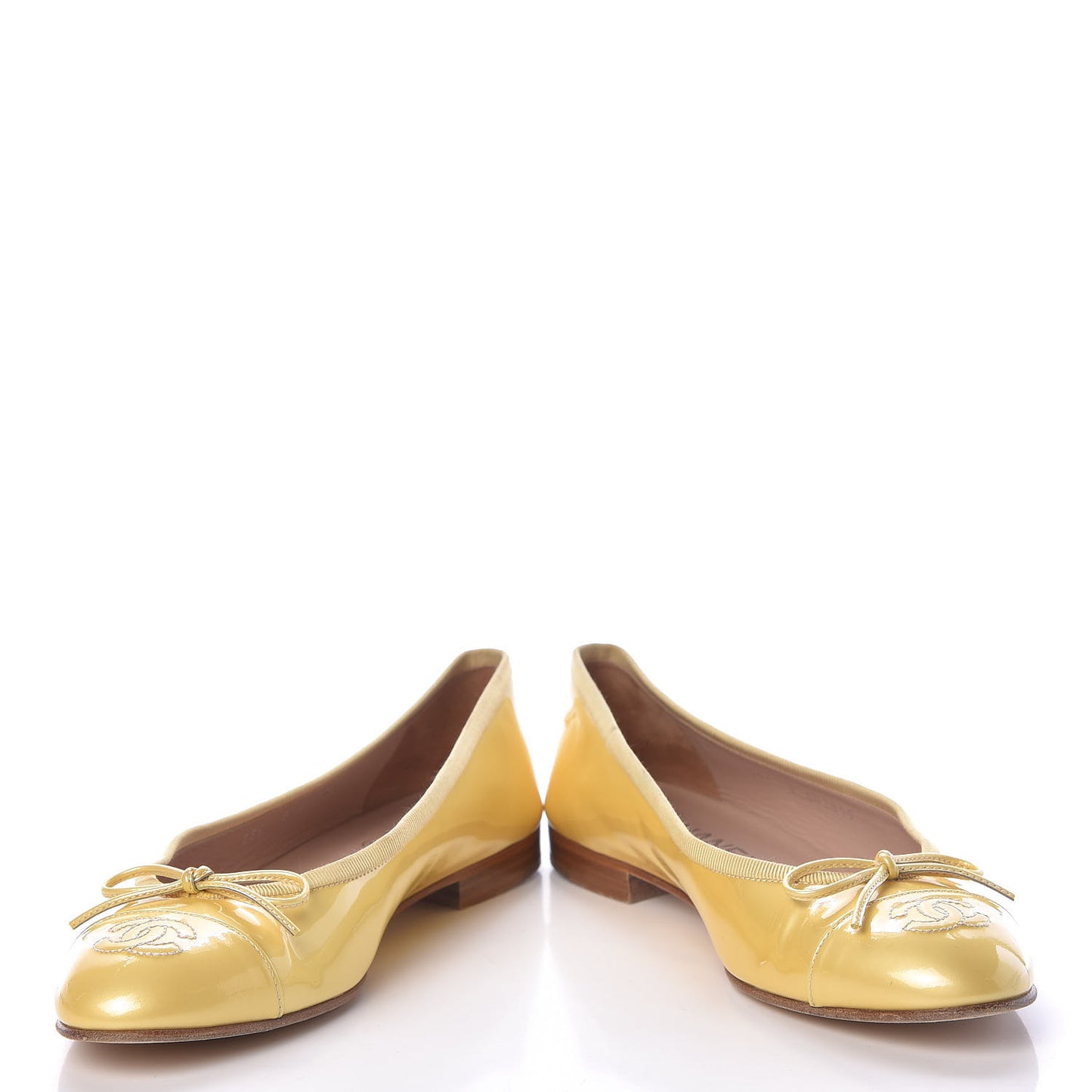 Calfskin Patent CC Cap Toe Ballerina Flats 39 Yellow