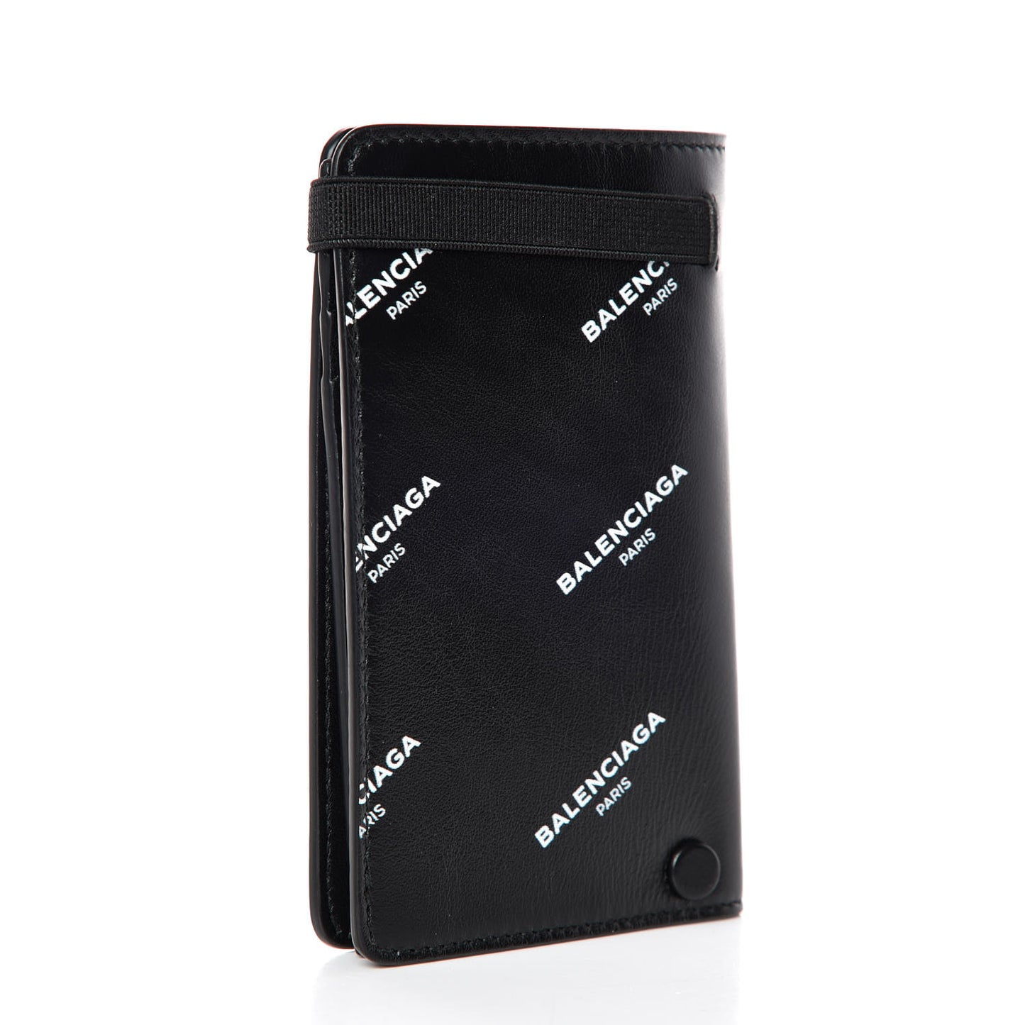 Lambskin Allover Logo Vertical Card Case Black