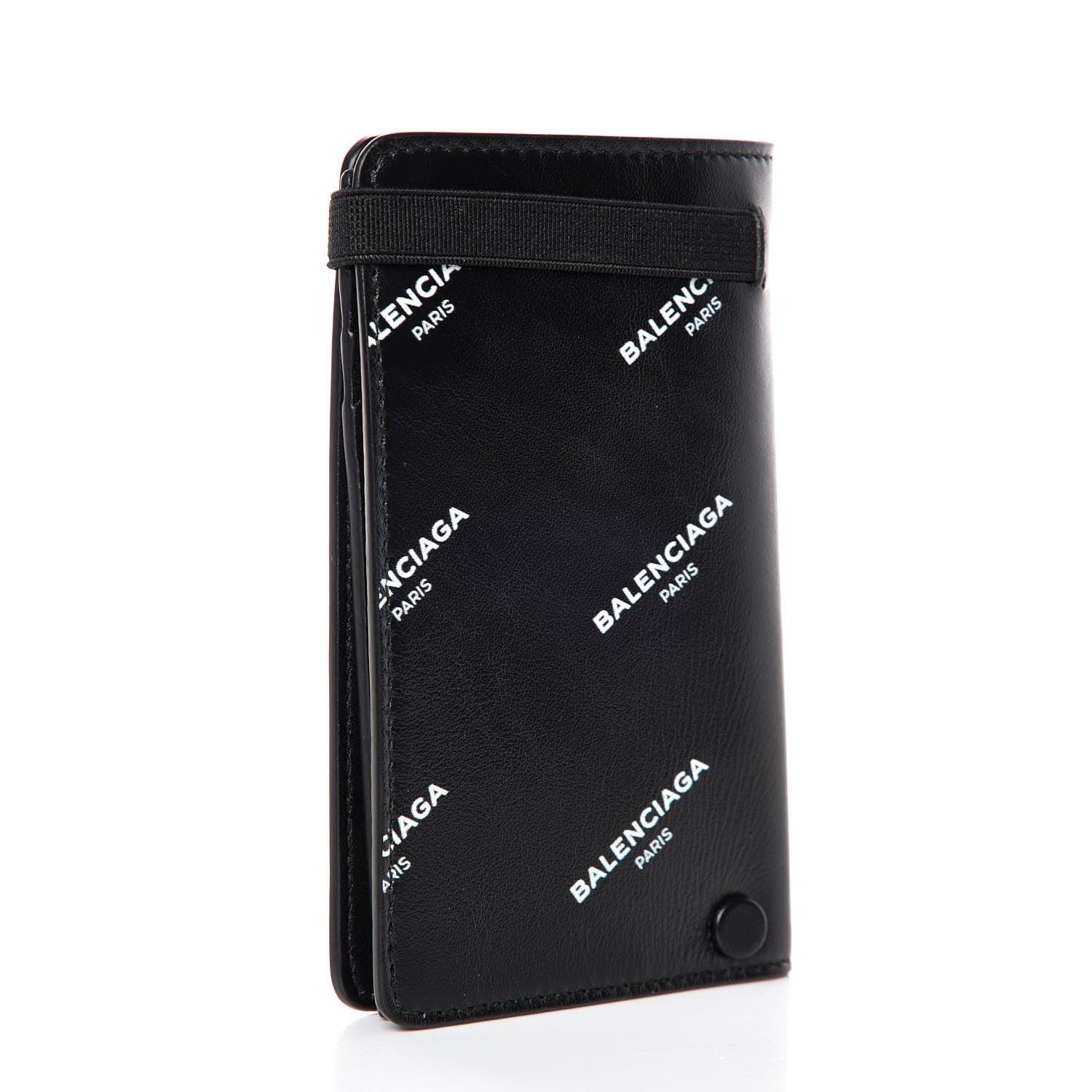 Balenciaga Lambskin Allover Logo Vertical Card Case Black 3 of 6