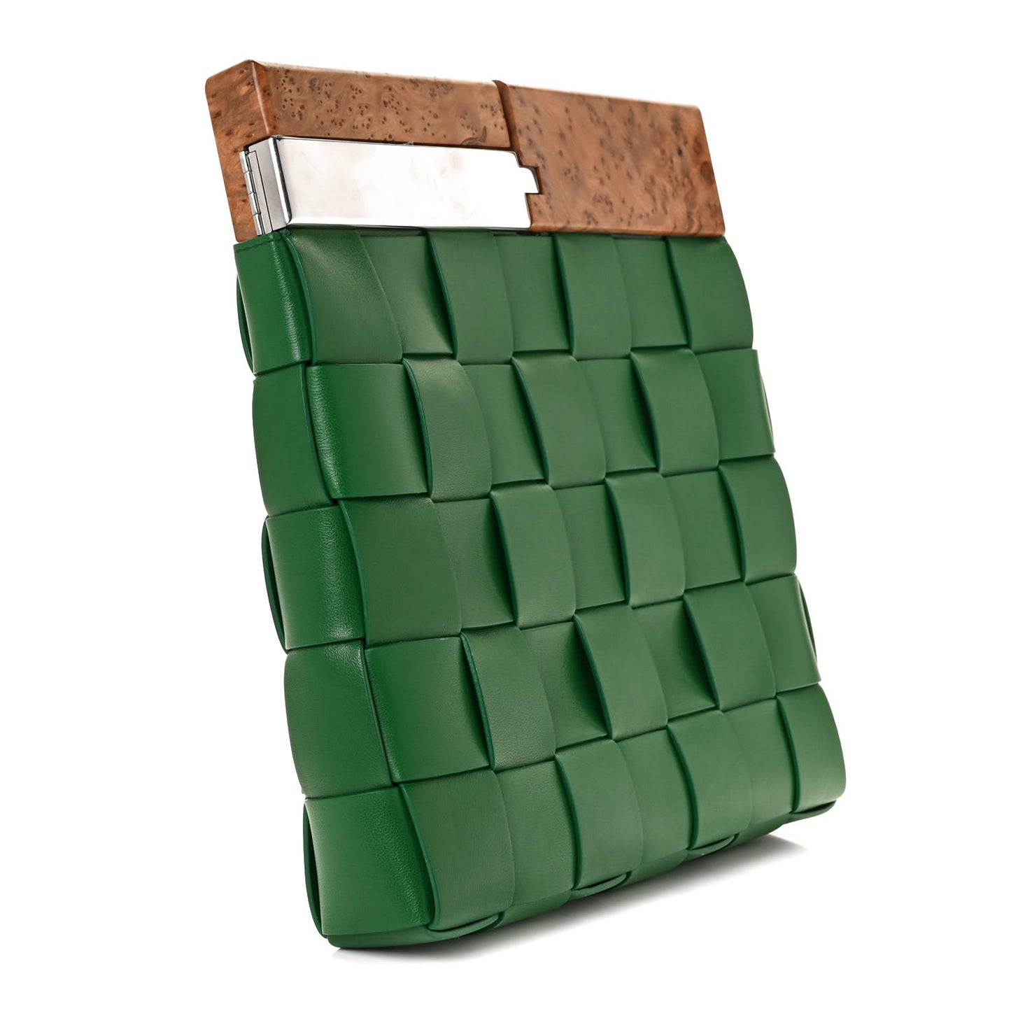 Nappa Intrecciato The Snap Clutch Racing Green