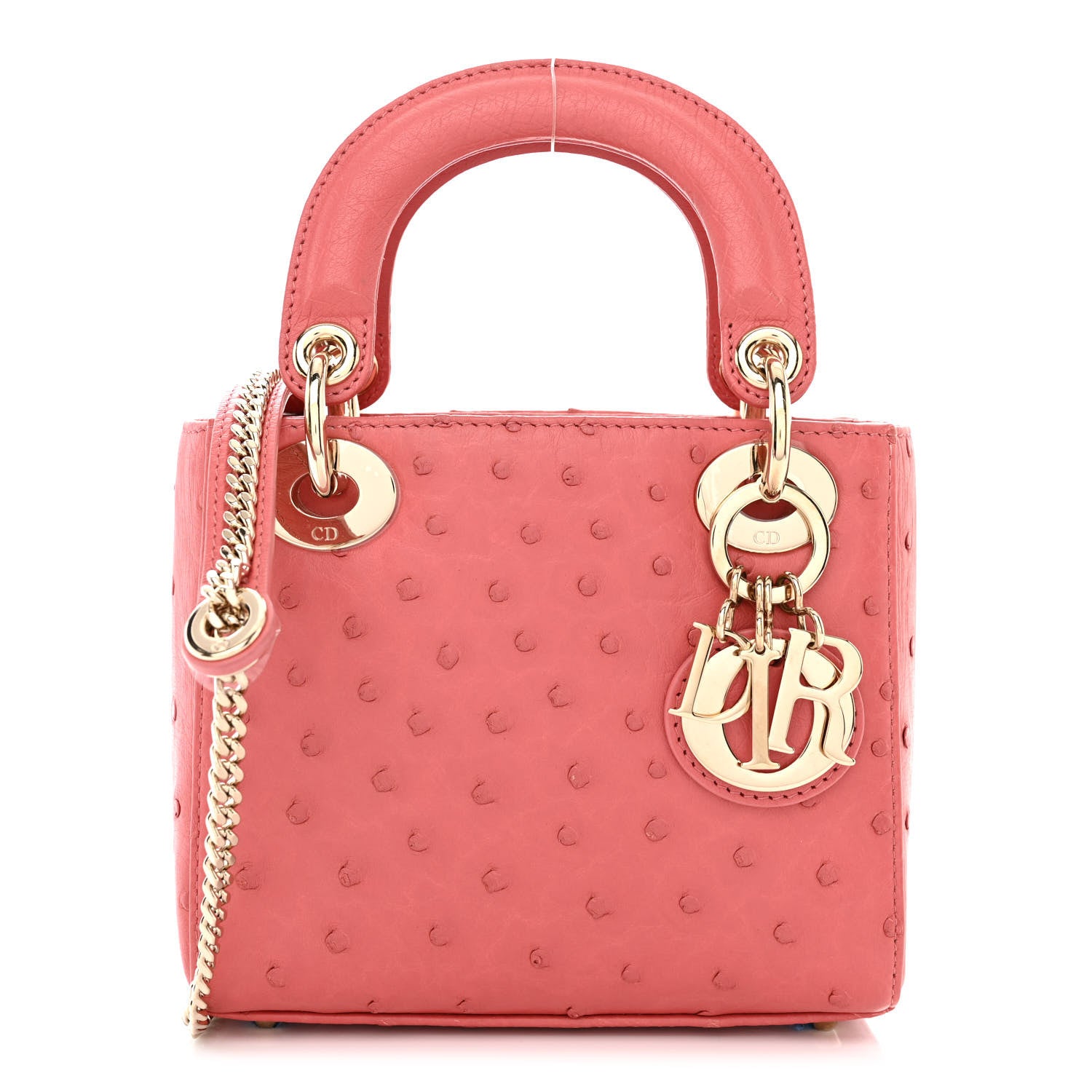 Christian Dior Ostrich Mini Lady Dior Pink 1 of 10