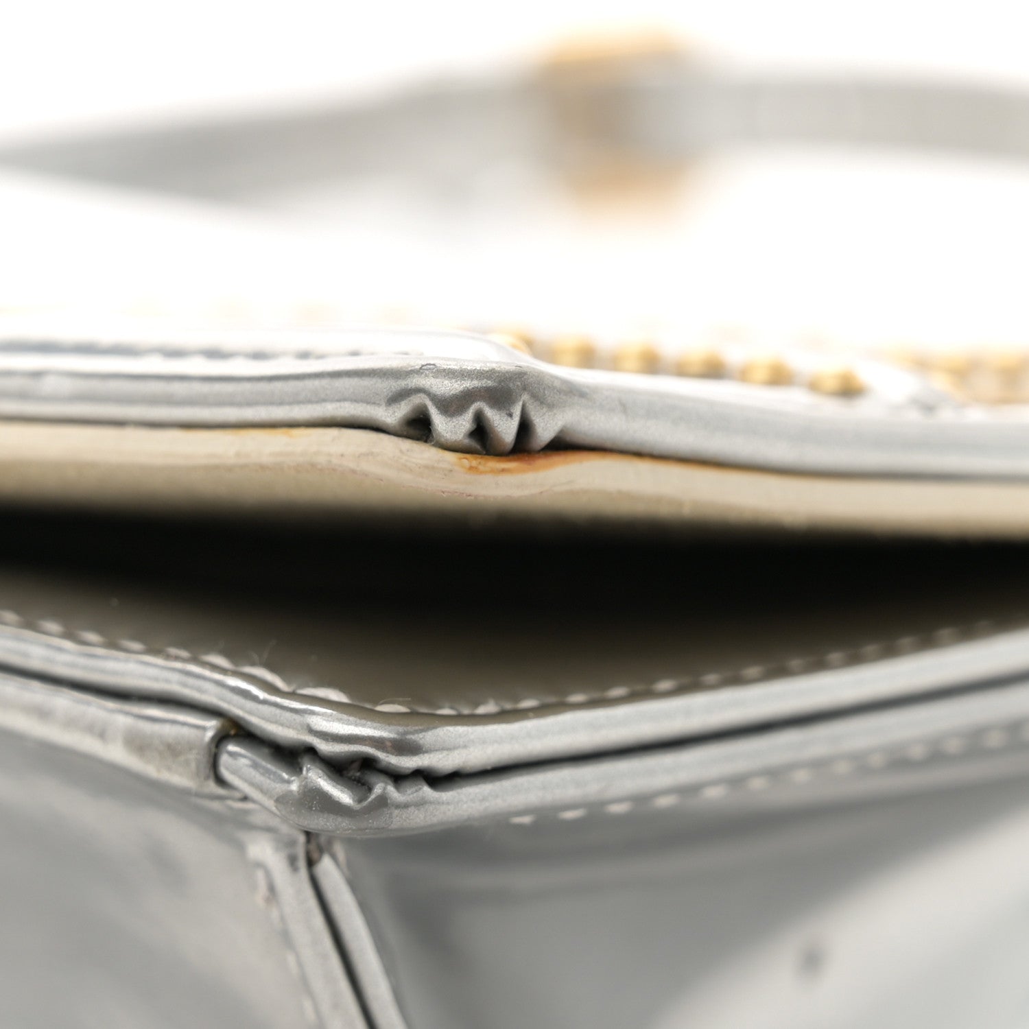 Christian Dior Metallic Patent Studded Small Diorama Flap Bag Silver 16 of 16