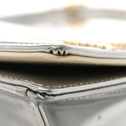 Christian Dior Metallic Patent Studded Small Diorama Flap Bag Silver 16 of 16