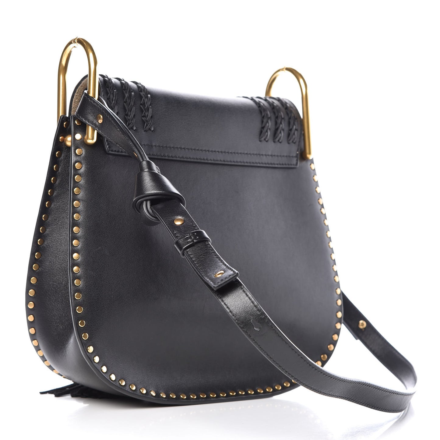 Calfskin Braided Medium Hudson Shoulder Bag Black