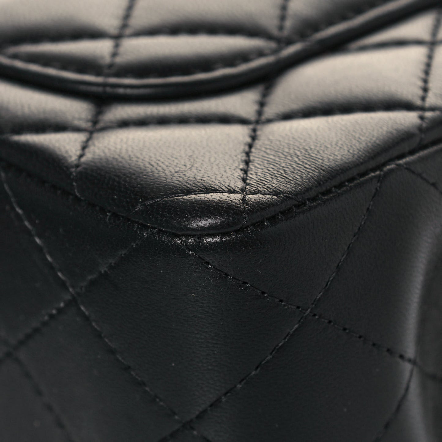 Lambskin Quilted Mini Top Handle Rectangular Flap Black