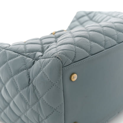 Chanel Aged Calfskin Quilted Large Coco Handle ShoppingTote Blue 13 of 16