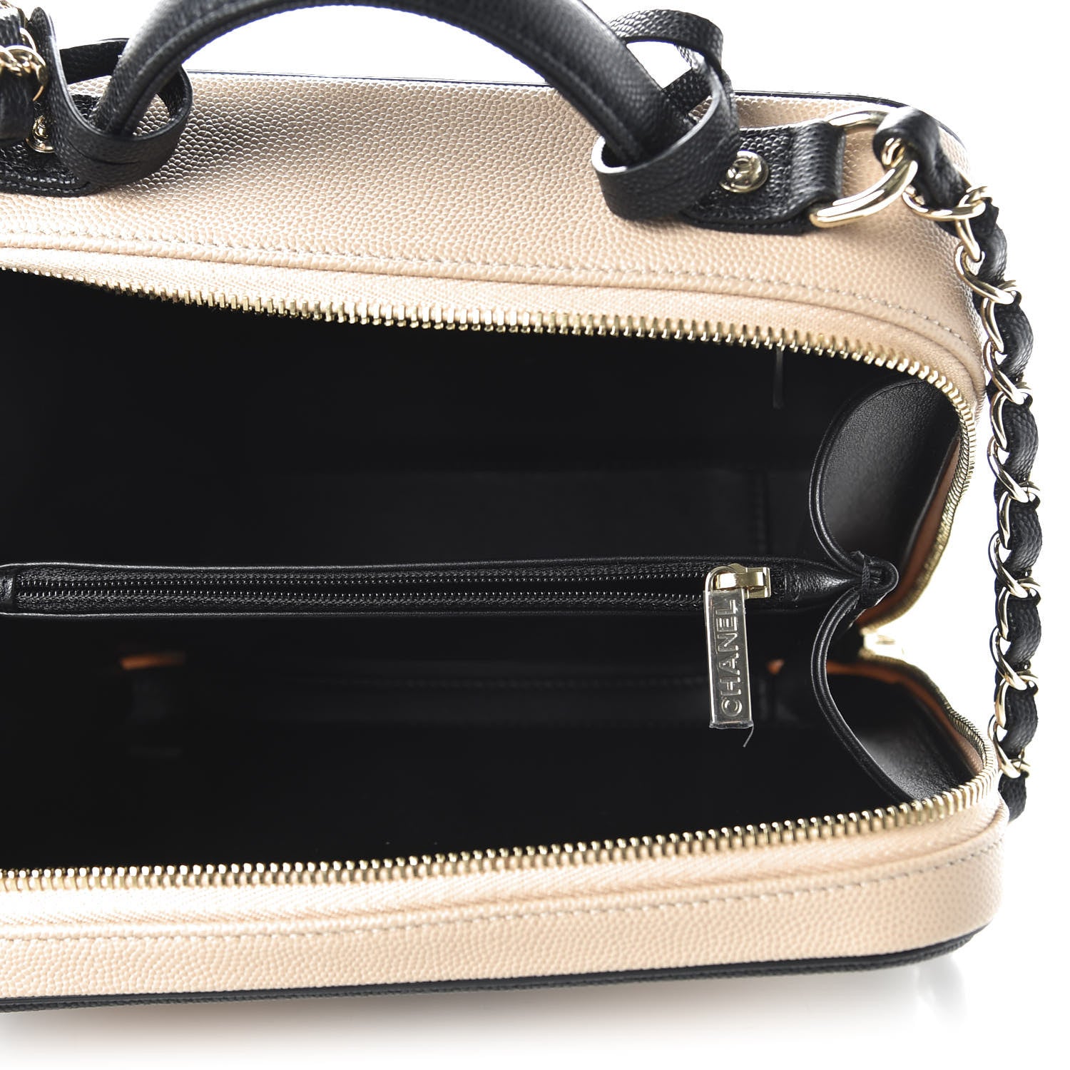 Chanel Caviar Quilted Medium CC Filigree Vanity Case Beige Black 5 of 11