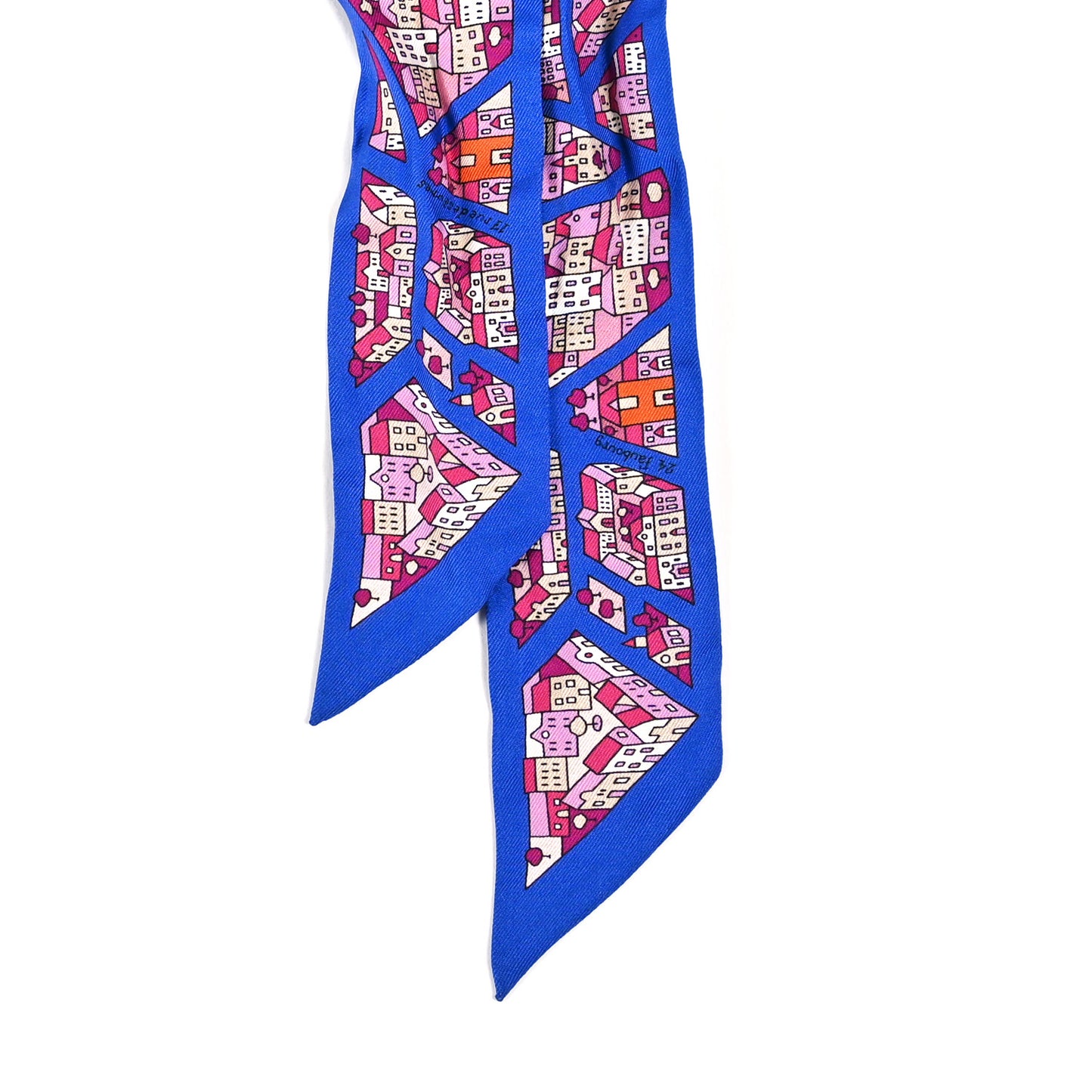 Bleu Rive Droite Rive Gauche Printed Silk Twilly