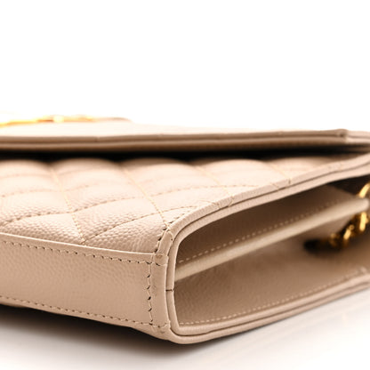 Saint Laurent Grain De Poudre Mixed Matelasse Triquilt Monogram Chain Wallet Dark Beige 9 of 11