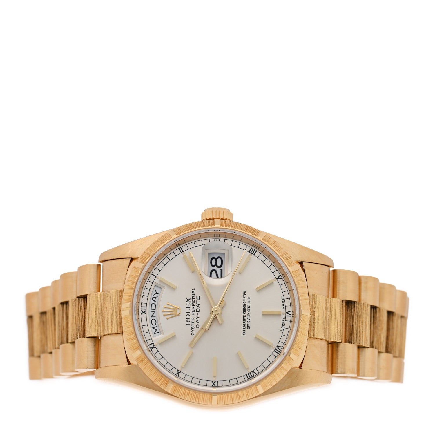 Rolex 18K Yellow Gold 36mm Oyster Perpetual Day-Date President Watch Silver 18248 2 of 4
