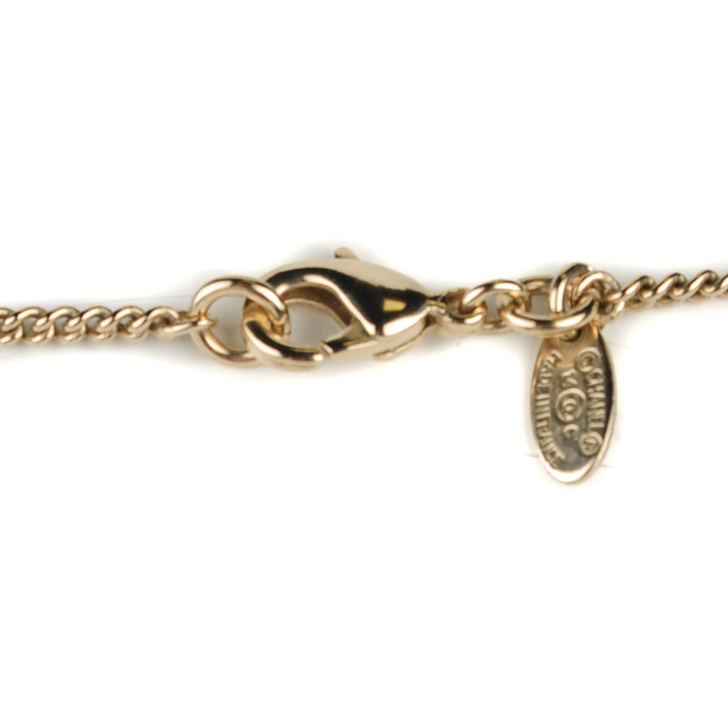 Enamel CC Pearl Drop Necklace Gold