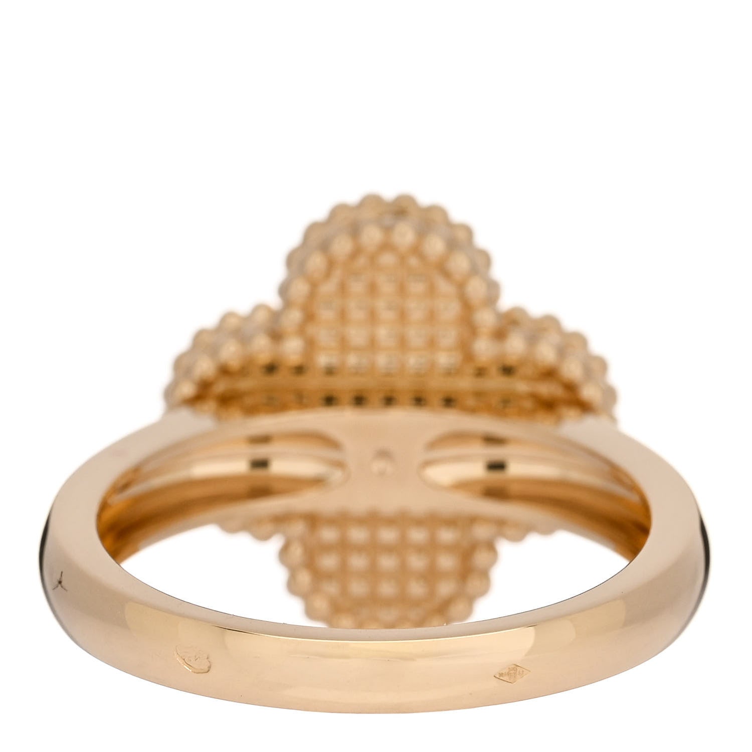 Van Cleef & Arpels 18K Yellow Gold Guilloche Vintage Alhambra Ring 54 7 3 of 4