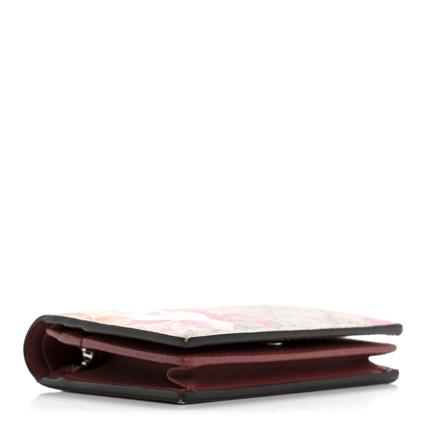 Gucci GG Supreme Monogram Blooms Card Case Wallet Beige Multicolor Dry Rose 4 of 13