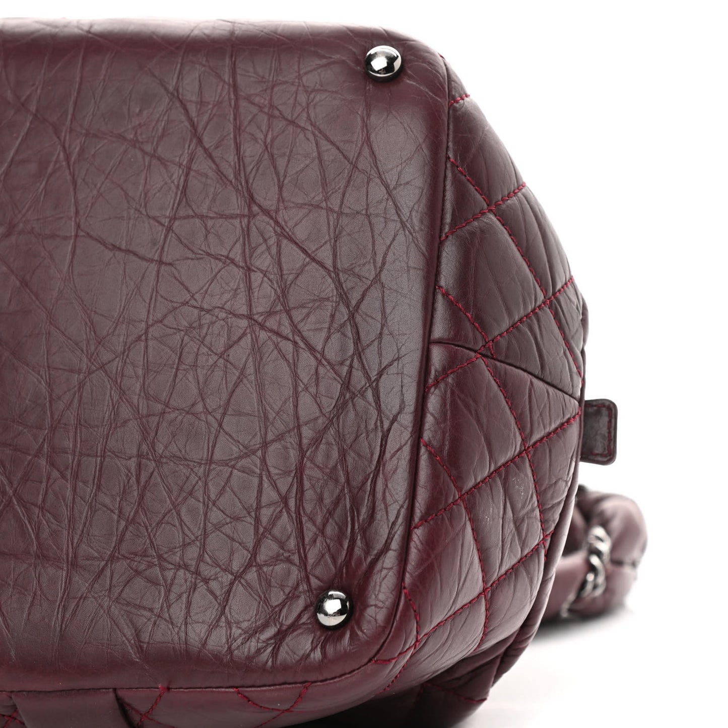 Distressed Lambskin Vintage Ligne Lady Braid Tote Brown