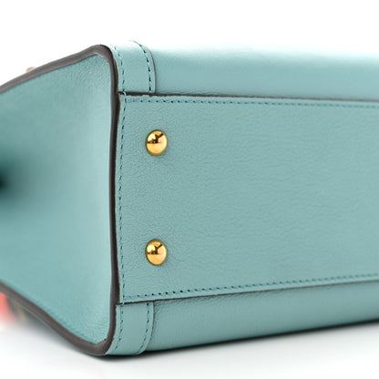 Gucci Wonka Grain Calfskin Small Diana Tote Bag Dusty Azure Orange Fluo 9 of 10