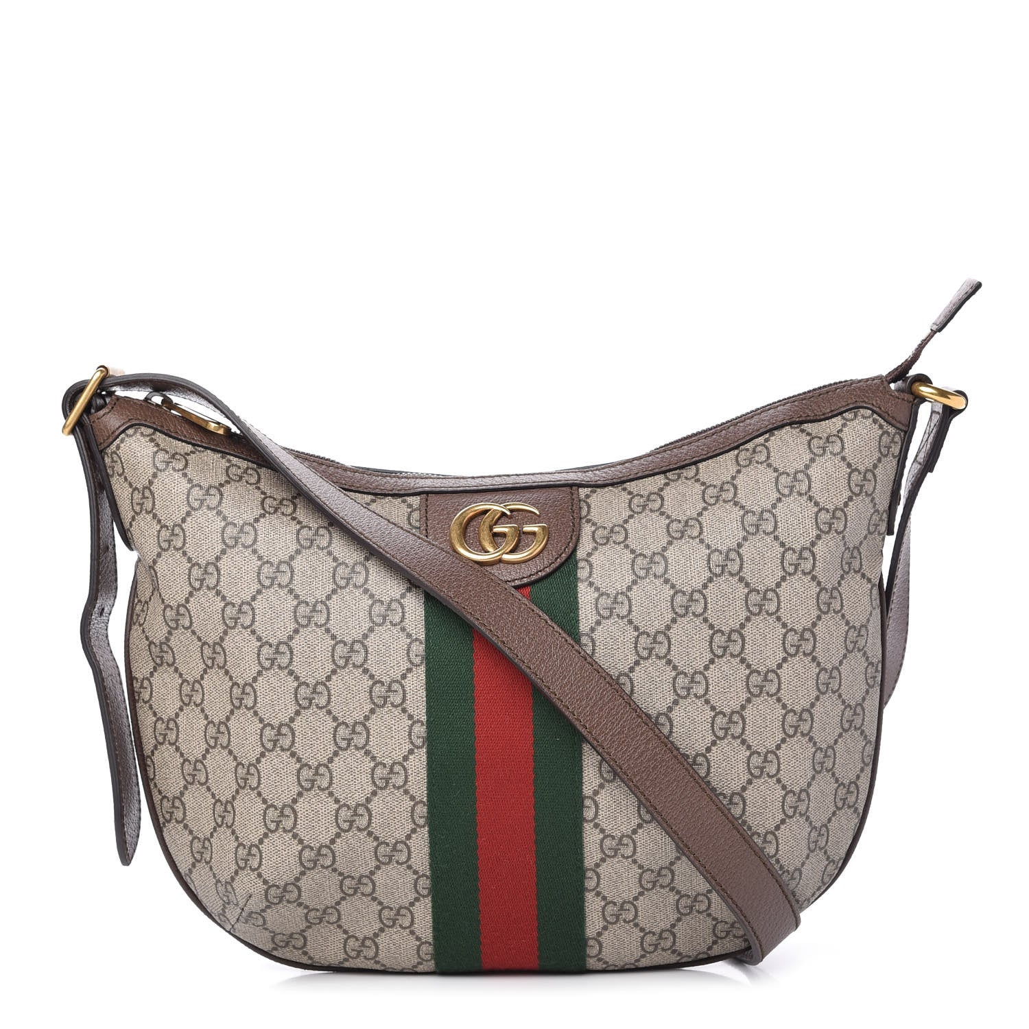 Gucci GG Supreme Monogram Web Small Ophidia Half Moon Hobo Brown 1 of 11