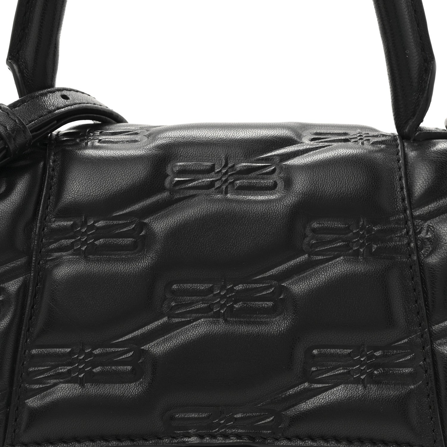 Balenciaga Nappa BB Monogram Embossed Small Hourglass Top Handle Bag Black 9 of 12