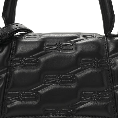 Balenciaga Nappa BB Monogram Embossed Small Hourglass Top Handle Bag Black 9 of 12