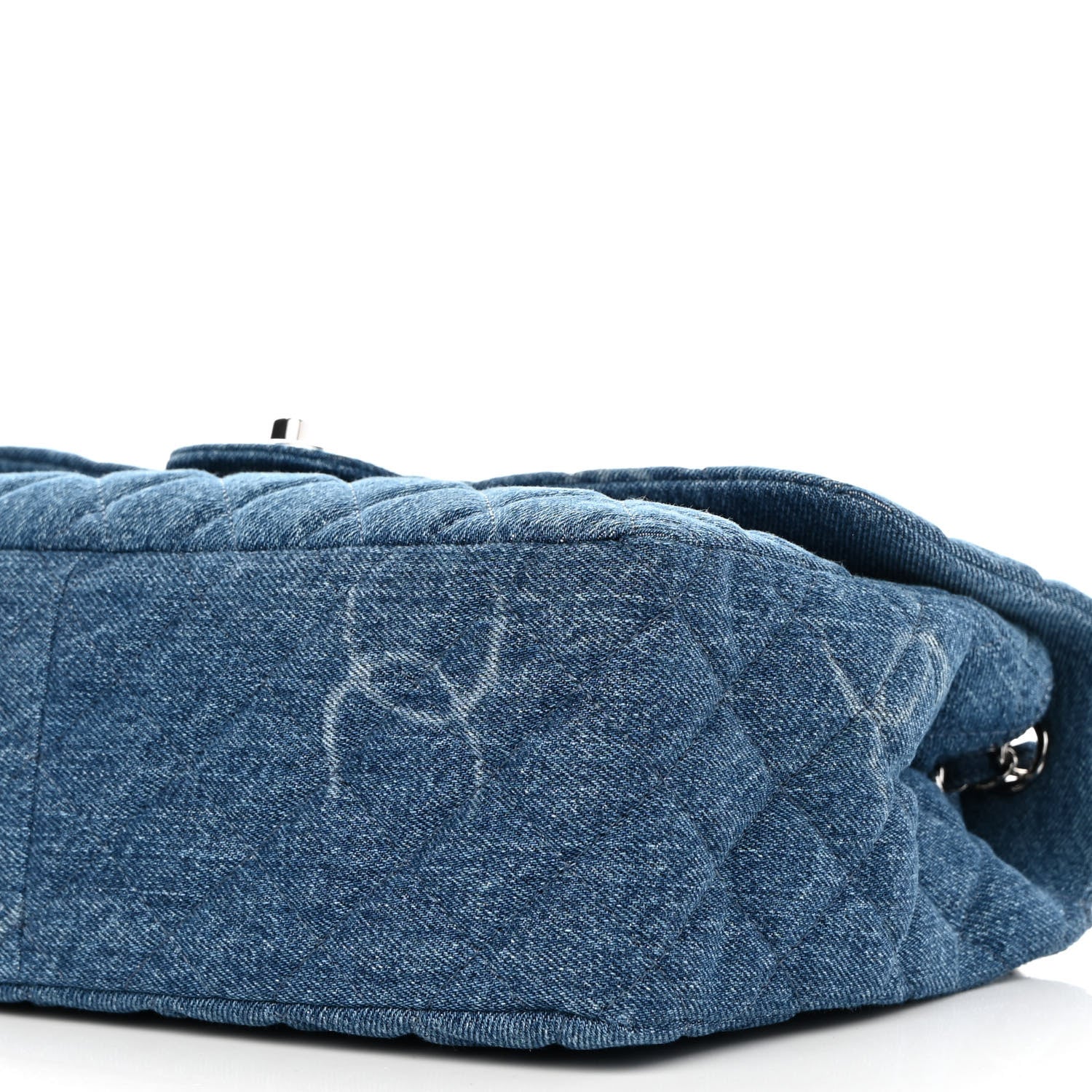 Chanel Denim Quilted CC Print Jumbo Single Flap Blue 10 of 10