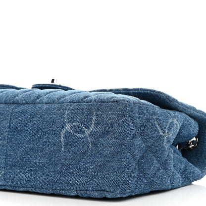 Chanel Denim Quilted CC Print Jumbo Single Flap Blue 10 of 10