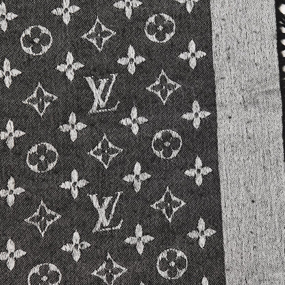 Louis Vuitton Wool Silk Monogram Denim Shawl Black 6 of 8