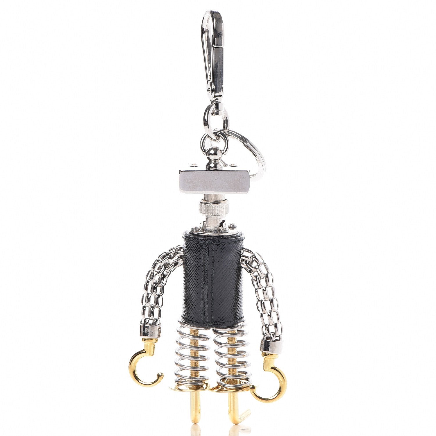 Prada Saffiano Robot Edward Hook Trick Keychain 3 of 5