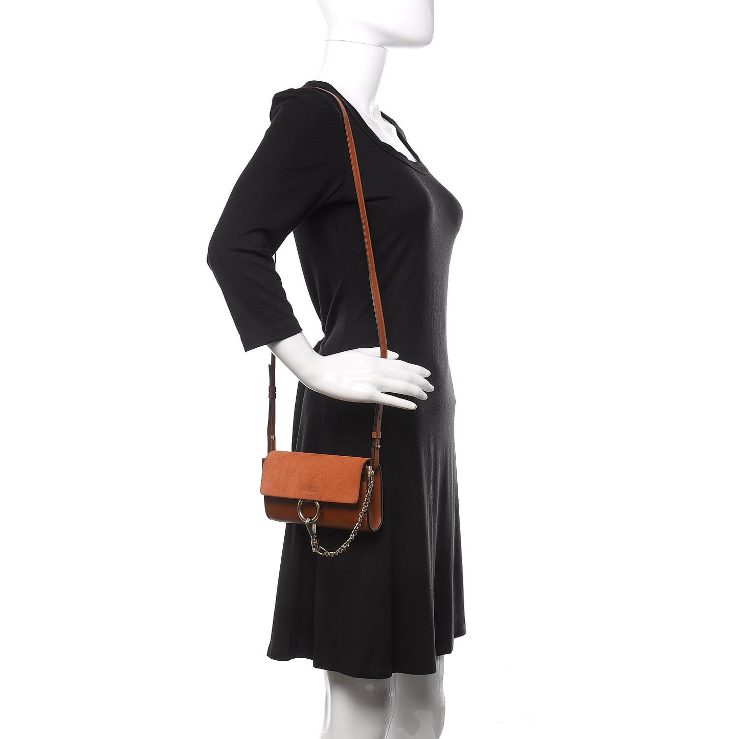 Suede Calfskin Mini Faye Shoulder Bag Tobacco